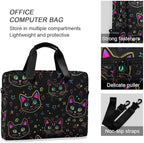 Neon Cat Print Laptop Case 15.6 inch Computer Bag Waterproof Laptop Briefcase Laptop Bag for Women & Men