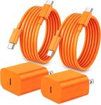 iPhone 17 16 15 Charger Fast Charging,2Pack 20W Apple iPad USB C Wall Chrager Block with 6FT USB C to C Cable for iPhone 17/Pro/Pro Max/17 Air/ 16/16 Pro/16 Pro Max/15/Plus/Pro/Pro Max (Orange)