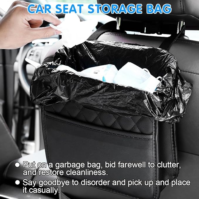 Mandark Car Seat Back Organizer, PU Leather Automotive Backseat Hanging Storage Pocket, Multipurpose Vehicle Travel Essentials Accessories for Kids & Adults, Universal for Most Cars (Red)