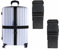 2 Pack Suitcase Belts, Adjustable Luggage Straps, Bright Colors Travel Packing Straps with Quick Release Buckle (Black)