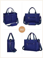 BESBESME Canvas Tote Bag for Women with Zipper & Compartments– Large Work & College Laptop Tote Crossbody Shoulder Bag