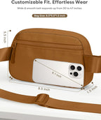 Pritent Fanny Packs for Women Cross Body Bag Waterproof Belt Bag with Adjustable Strap and Zipper Back Pocket Small Crossbody Bags Fashion Waist Packs for Workout Travelling(Brown)