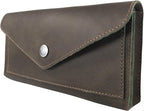 Hide & Drink, Full Grain Leather Large Female Wallet, Travel Organizer for Women, Vintage Money and Card Holder, Handmade, Dark Jade