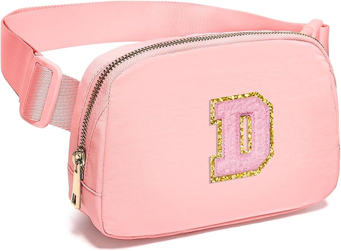 Gitus Customizable Belt Bag Fanny Pack for Girls Age 6-8 & 8-10 with Initial - Trendy Teen Girl Gifts (Light Pink-D)