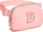Gitus Customizable Belt Bag Fanny Pack for Girls Age 6-8 & 8-10 with Initial - Trendy Teen Girl Gifts (Light Pink-D)