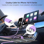 USB C Car Charger for iPhone 17 16 15 Pro Max,40W Dual Port USB-C & USB-A Car Fast Charging Adapter, 2X6FT C to C Cable & A to C Carplay Cable for iPhone 17 16 15 Series/iPhone Air,iPad,Samsung-Purple
