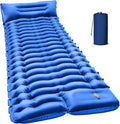 FUN PAC Camping Sleeping Pad with Pillow Built-in Foot Pump Inflatable Sleeping Mat Compact for Camping Backpacking Hiking Traveling - Blue