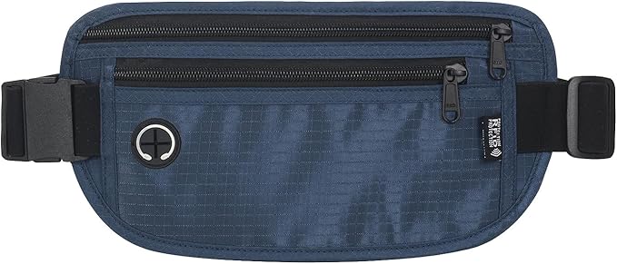Slim Money Belt for Travel - Anti-Theft Hidden Passport Holder Waist Wallet with Secure Pouch for Cash, Credit Cards & Phone Safe Small Navy Blue