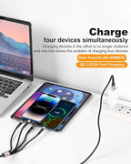 SIQIWO Multi USB C Cable Fast Charging, [4FT/2 Pack] QC 3.0(3A) USB C Splitter Cable, 4 in 1 Charger Cord with 4 Type C Ports, for iPhone 17/16/15 Series, iPad Air/Pro, Samsung Galaxy S25, Pixel, PS5