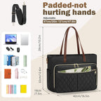 RAINSMORE Teacher Tote Bag 15.6 Inch Laptop Bag for Women Work Bag with Large Cup Holder Nurse Bag Computer Tote Handbag