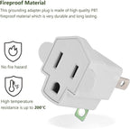 JACKYLED 4 Pack ETL Listed 3-2 Prong Grounding Outlet Adapter, 3 Prong to 2 Prong Adapter Converter, Portable Fireproof 392℉ Resistant Heavy Duty Wall Outlet Plug for Household Appliances Industrial