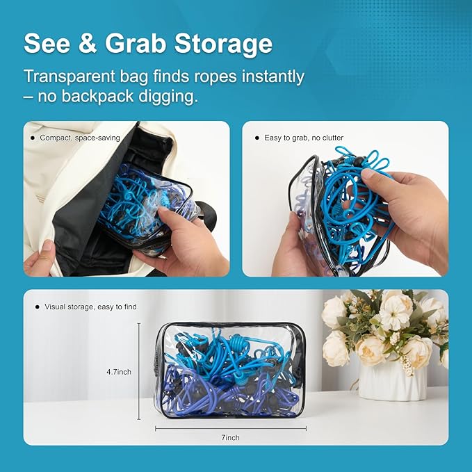 2 Pack Retractable Portable Clothesline, Windproof Clothes Line for Outdoor Camping, Travel, Laundry Drying with 12 Clips for Cruise, Hotel & Home-Sapphire Blue & Sky Blue