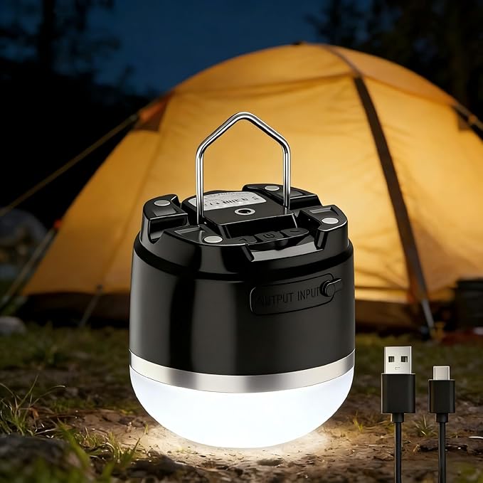 LED Camping Lantern, 8000mAh Rechargeable Camping Light, 6-Level Dimming & Magnetic Base Tent Lamp, IPX4 Waterproof Emergency Hanging Lantern for Hurricane, Power Outage, Hiking