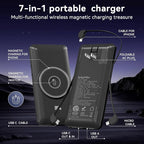 Magnetic 10000mAh Portable Charger for iWatch & iPhone, PD Fast Charging Wireless Power Bank Built-in Cables and Wall Plug, External Travel Battery Pack Compatible with iOS Android Phones