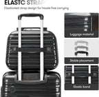 GinzaTravel Carry On Luggage 22x14x9 Airline Approved, Hard Case Luggage Sets 2 Piece, PP Small Luggage Suitcase with TSA Lock & Spinner Wheels, Black, 13/20inch