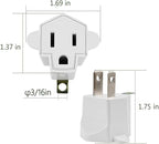 JACKYLED ETL Listed 3 to 2 Prong Converter Polarized Grounding Adapter, 3-Prong to 2-Prong Adapter Plug Fireproof Material 392℉ Resistant Wall Outlets Plug for Household Appliances Industrial, 8 Pack