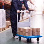 Heavy Duty Flatbed Hand Cart with Mute Wheels Foldable Metal Handle Ideal for Transporting Baggage & Books 300 Size Plastic Platform Truck Push Trolley for Moving