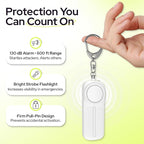 Weten Personal Safety Alarm Keychain - 130dB Siren, LED Light, Panic Pin – Compact Self-Defense Device and Emergency Whistle Alternative for Women, College, Travel, and Night Walk Protection (White)