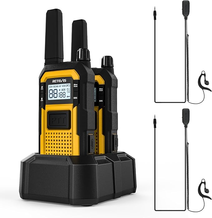 Retevis RB48 Walkie Talkies for Adults, with G-Type Earpiece, MIL-STD 810H, Advanced Triple Proof, Support VOX, 2000mAh, Emergency Alert, Vibration Reminder, Heavy Duty Two Way Radios(2 Pack)