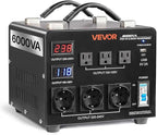 VEVOR Voltage Auto Converter Transformer, 6000VA, Heavy Duty Step Up/Down Power Transformer, 110V to 220V and 220V to 110V, with 3 US Outlets, 3 EU Outlets, LCD Display, Circuit Breaker Protection