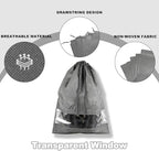 20 Pack Shoe Bags for Travel, 17" x 12.6" Drawstring Shoe Organizers with Clear Window, Breathable Non-Woven Dustproof Pouches for Luggage & Closet (Gray)