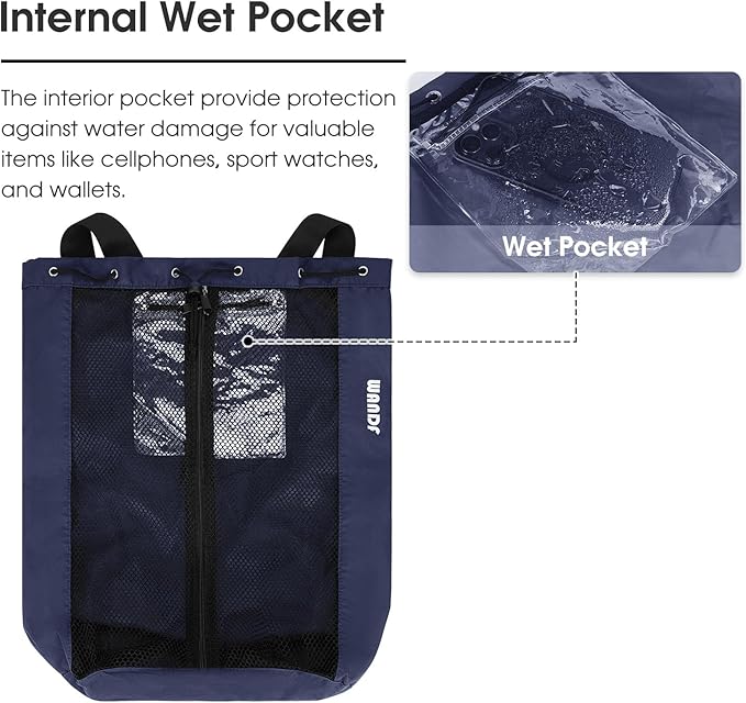WANDF Swim Bag Mesh Drawstring Backpack Beach Backpack for Swimming, Gym, and Workout Gear