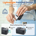 Travel Adapter Fast Charge, GaN Worldwide All in One Universal Travel Adapter with PD3.0 Type C & USB-A Quick Charging Portable Wall Charger AC Power Plug Adapter for USA EU UK AUS, White