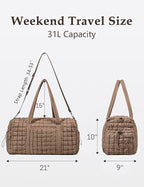 Quilted Travel Duffle Bag for Women Medium Weekender Bag Puffer Overnight Bag Large Soft Puffy Duffel Bag Carry-On Gym Bag Lightweight Personal Item Travel Bag for Trips Business Sport Airplane