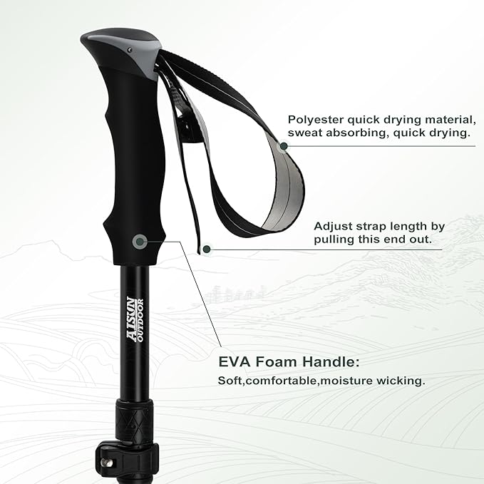 AISUNOURDOOR Lightweight Adjustable Trekking Poles, Aluminum Collapsible Travel Hiking or Walking Sticks for Women Children, with One Disposable Raincoat