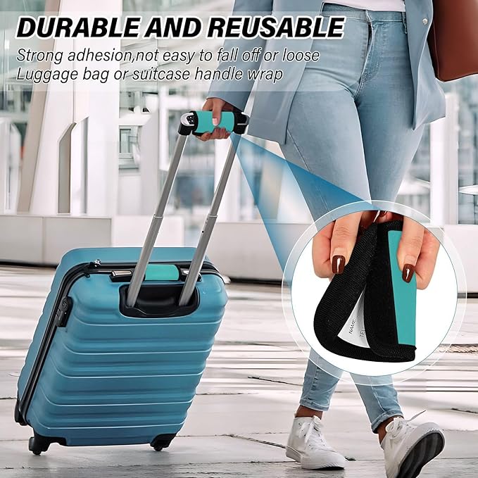 DOMIKING Blue Green Luggage Handle Wraps for Suitcase Luggage Identifier Soft Luggage Marker for Travel Bag Suitcase Luggage Handle Cover Travel Accessories, 4 Pack
