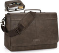 RAINSMORE Vintage Flap Messenger Bag for Men PU Leather Laptop Bag 15.6 Inch Mens Briefcase Waterproof Satchel Computer Bag