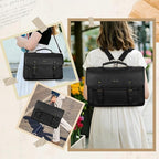 MOSISO 3 in 1 Laptop Bag, 15.6 inch PU Leather Shoulder Bag Briefcase Messenger Satchel Laptop Backpack, 15-16 inch Computer Bags Handbag Bookbag, Black