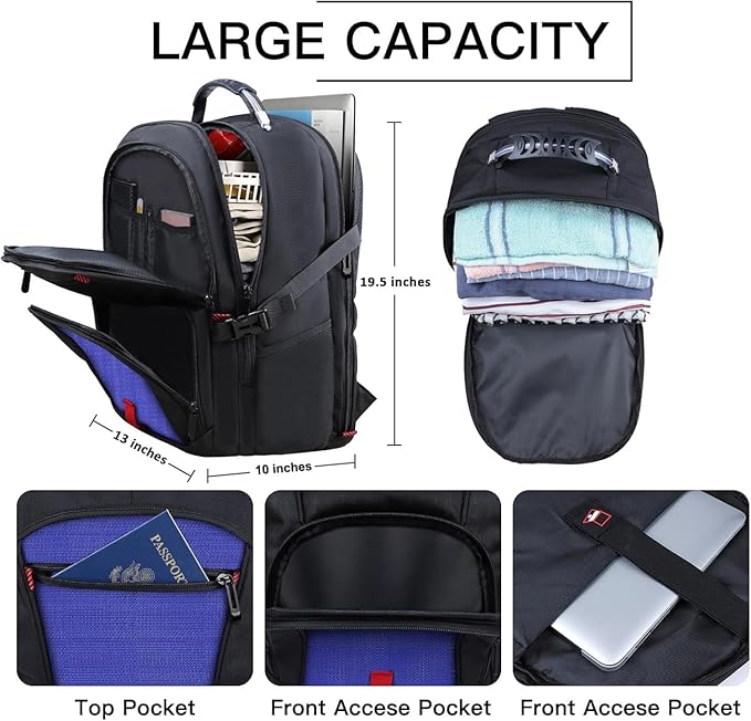 ANTERK Travel Laptop Backpack, 18.4 Inch Laptop Backpacks for Men Women, 55L Anti Theft Water Resistant College Bussiness TSA Airline Approved Work Computer Backpack, Dark Blue