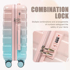 20 Inch Carry on Luggage with 14 Inch Cosmetic Case, 2 Pcs Hardshell Lightweight Durable Spinner Suitcase Set for Travel, Women, Men, TSA Lock, ABS, 20+14 Inch, Blue Pink