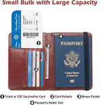 RFID Passport Holder Wallet for Women Men Travel, Leather US Passport Cover Case with Vaccine Card Slot, Waterproof Passport Book Travel Document Organizer Carrier Protector