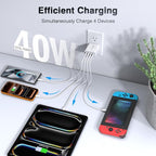 [3-Pack] USB C Wall Charger,40W Fast USB C Charger Block,4-Port PD+QC Wall Plug Power Adapter Multiport Type C Charging Block for iPhone 17/16/15/14/13/12/Pro Max,iPad,Samsung,AirPods4,Watch10,Ultra2