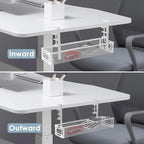 Under Desk Cable Management Tray, Cable Management Under Desk No Drill, Wire Management Tray with Clamp, Cord Organizer for Home Office, White