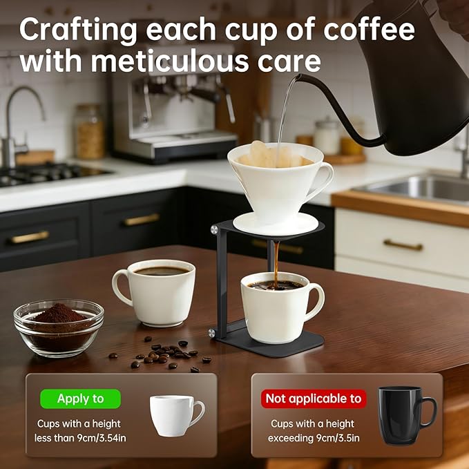 Foldable Pour Over Coffee Maker Stand, Aluminum Portable Electric Espresso Machine Stand Compatible with Outin, Portable Coffee Makers, General Funnels Black