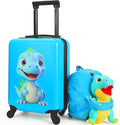 emissary Kids Luggage with Wheels, Hardside Toddler Carry On Suitcase Set, Lightweight Rolling Travel Bag for Boys and Girls, Airline Approved Travel Gifts - Dino Light Blue