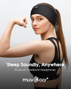 MUSICOZY Audífonos para Dormir con Bluetooth 5.4 tipo Banda para la Cabeza, Auriculares Inalámbricos con Altavoces Estéreo HD, Antifaz para Dormir Ideal para Ejercicio, Correr, Viaje y Yoga
