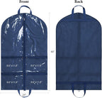 KEEGH CLear Garment Bags for Dance Costumes 40 inch Dance Garment Bags for Dancers Hanging Clothes for Closet Storage, with 4 Zipper Pockets for Dance Competitions, Ballet, Theatre, 2 Pack, Navy Blue