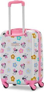 American Tourister Minnie Mouse Carry-On Luggage - Airline Approved, Durable Hardshell with Vibrant Minnie Mouse Design - Roll Confidentially with Spinner Wheels & Colorful Adjustable Handle