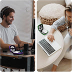 2Pack Square Earbud Case Portable EVA Carrying Case Storage Bag Cell Phone Accessories Organizer with Carabiner for Earphone, Earbud, Earpieces, SD Memory Card, Camera Chips-Purple/Green
