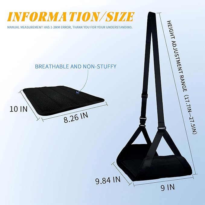 Airplane Foot Hammock,Airplane Footrest,Desk Feet Hammock to Relax Your Feet,Portable Foot Hanger for Airplane Travel Accessory for Long Trip w/Memory Foam&Hardboard,Ideal for Pain and Swelling Relief