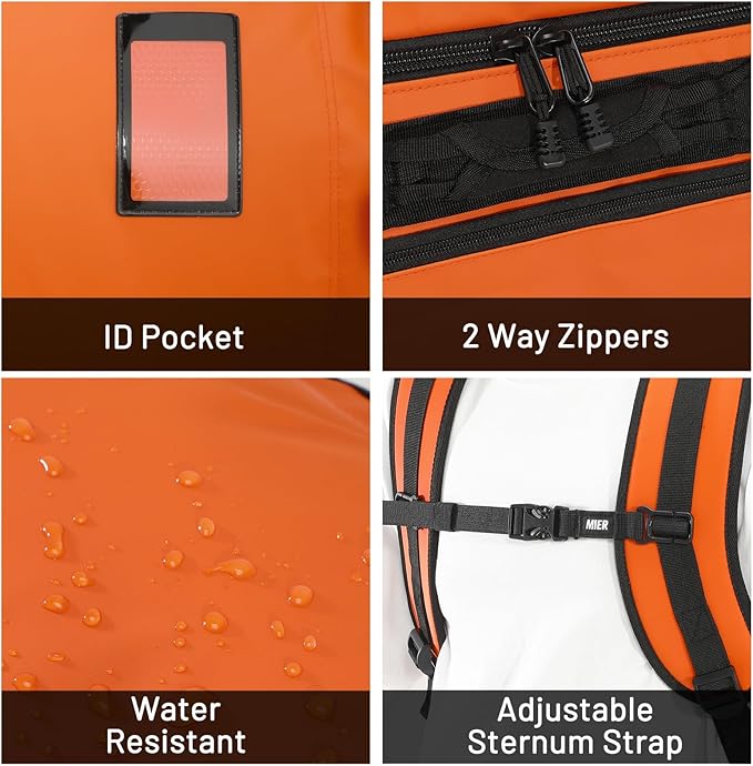 MIER Large Duffle Backpack Sports Gym Bag with Shoe Compartment, Heavy Duty and Water Resistant, Orange, 90L