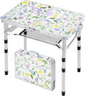 Sportneer Camping Table:Small Folding Table Portable Table 23.6" L X 15.7" W 4 Height with Mesh Layer- Adjustable Height Outdoor Table for Hiking Travel Picnic BBQ Cooking