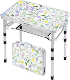 Sportneer Camping Table:Small Folding Table Portable Table 23.6" L X 15.7" W 4 Height with Mesh Layer- Adjustable Height Outdoor Table for Hiking Travel Picnic BBQ Cooking