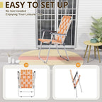 Folding Patio Lawn Webbed Chair Set of 2, Portable Outdoor Beach Chair for Adults, Camping Chair Steel Frame 300lbs Capacity for Yard, Garden Dining, Party, Picnic, 16.7" Seat Width