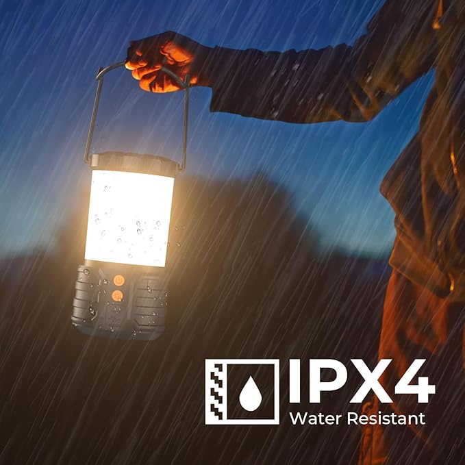 Camping Lantern,5000mAh Rechargeable Battery Emergency Lights for Power Outages,3 Colors,IPX4 Waterproof Portable Camping Tent Light for Home or Hurricane Hiking,1 Pack