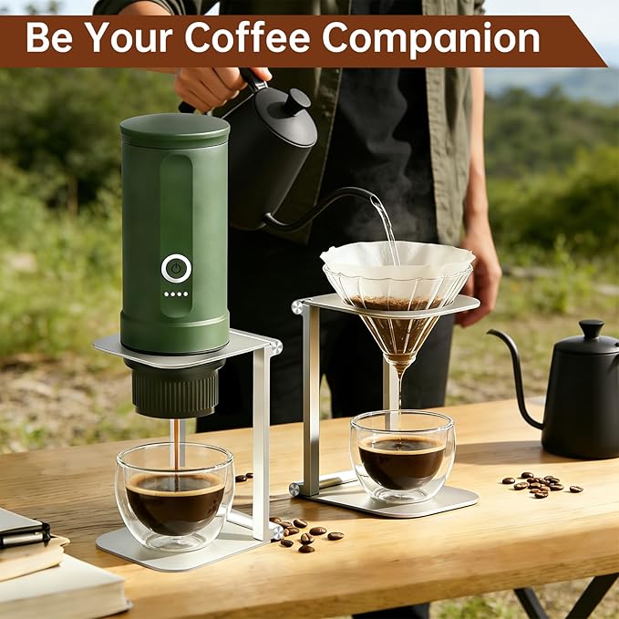 Foldable Pour Over Coffee Maker Stand, Aluminum Portable Electric Espresso Machine Stand Compatible with Outin, Portable Coffee Makers, General Funnels Sliver